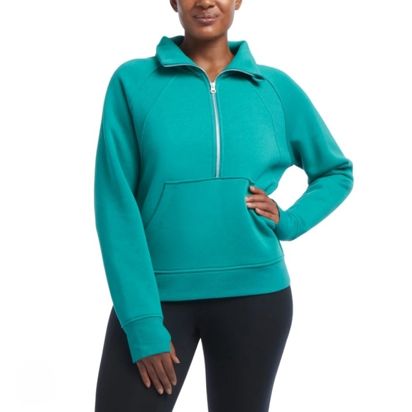 Danskin Half Zip Sweatshirt Green Soft Pullover Top Small Cozy Colorful NWT - Picture 1 of 15